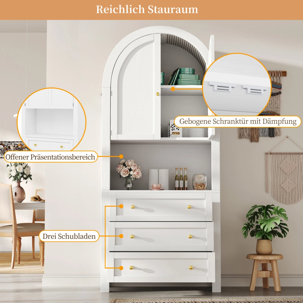 ARMADIO alto 70x35x180 cm in MDF bianco con 3 cassetti