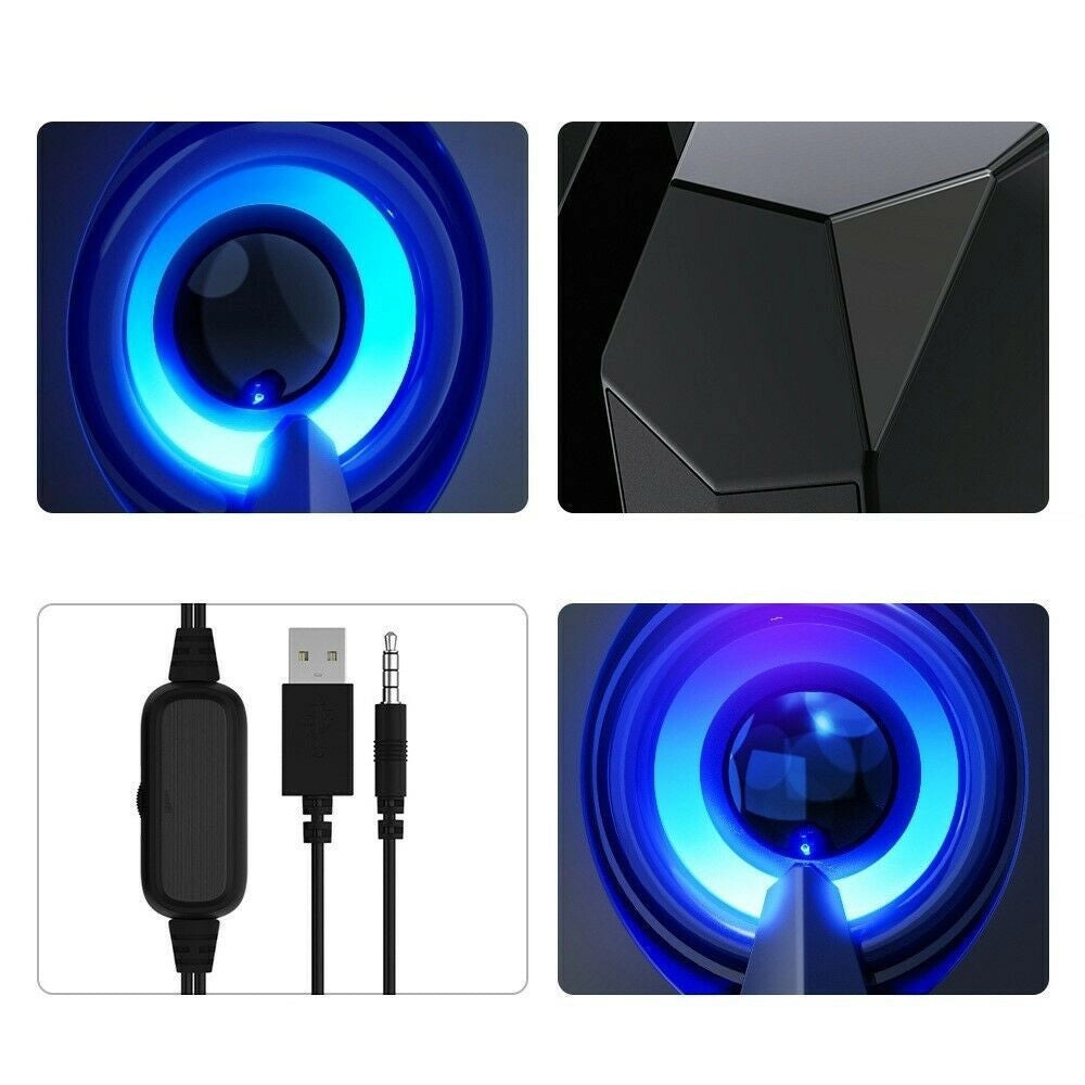 Trade Shop - Casse Audio 2.0 Aux Usb Pc Altoparlanti Per Notebook 3 W X 2 Luce Rgb Ab-d377 -