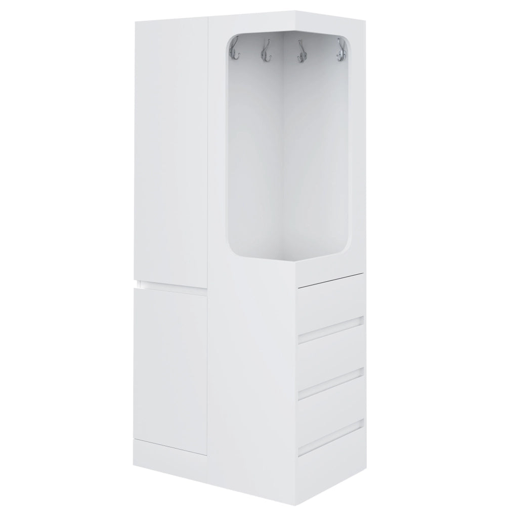 Armadio con 1 porta; 4 cassetti e vano appendiabiti 70x40x170 cm; bianco in legno