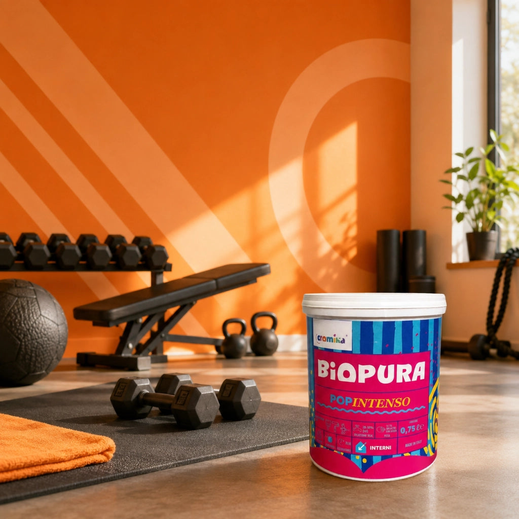 Popintenso palestra e decori interni pittura murale lavabile e coprente cromika *** formato 0,750 lt, colore- arancio...