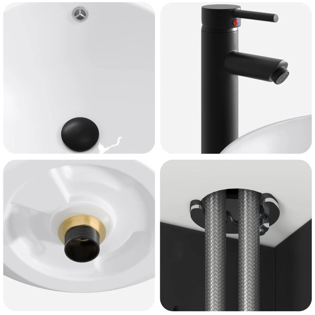 Mobile lavabo da parete Nero 49 x 44,5 x 66,5 cm