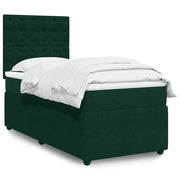 vidaXL Giroletto a Molle con Materasso Verde Scuro 100x200 cm Velluto