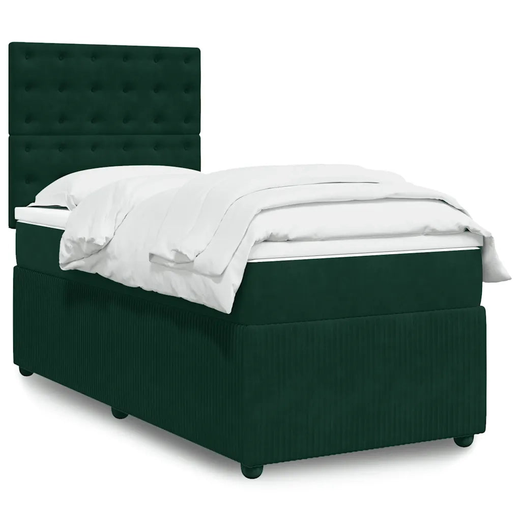 vidaXL Giroletto a Molle con Materasso Verde Scuro 100x200 cm Velluto
