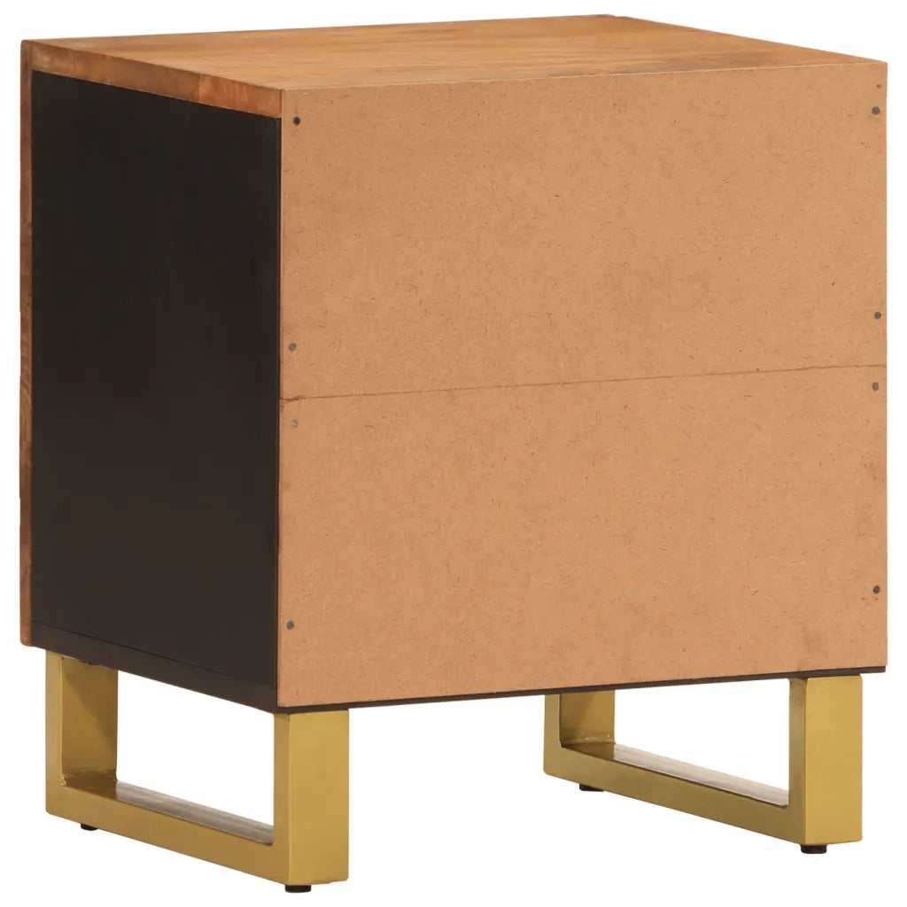 Comodino Marrone e Nero in Legno Massello di Mango 356779