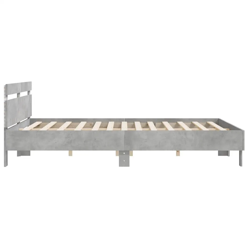 Giroletto con Testiera e LED-Struttura Letto con testiera Grigio Cemento 160x200 cm 693804