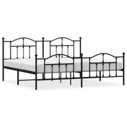 Letto matrimoniale | Letto per adulti | Giroletto con Testiera e Pediera Metallo Nero 200x200 cm