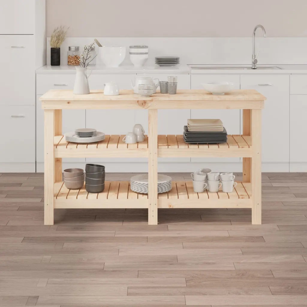 Banco da Lavoro 142,5x50x80 cm in Legno Massello di Pino 823649