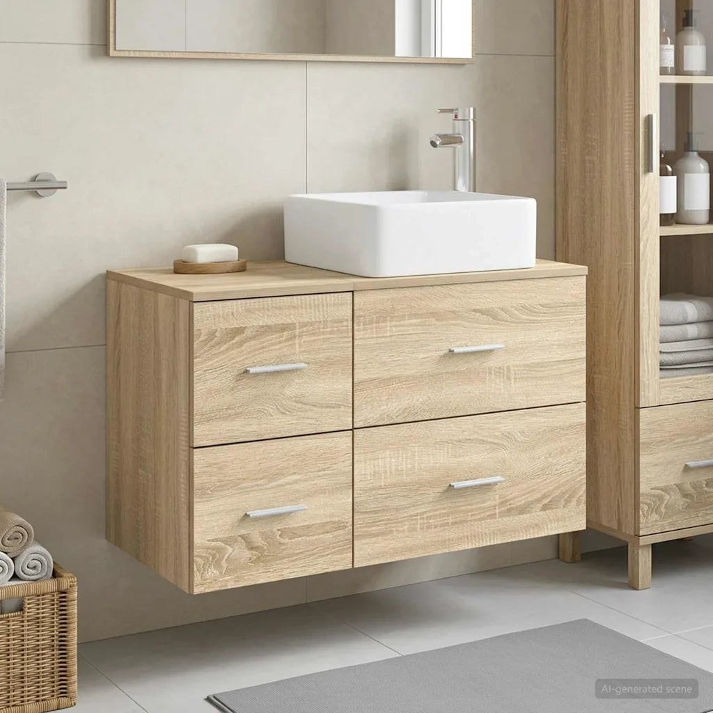 Set di mobili per il bagno 2 pz Rovere Sonoma 3403978