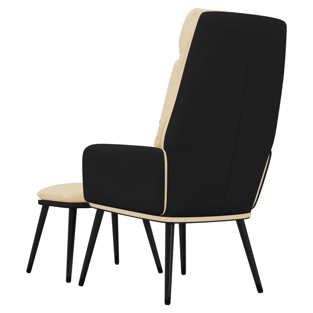 Poltrona Relax con Sgabello Crema in Tessuto e Similpelle 3097508