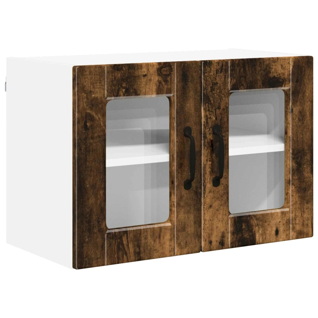 Pensile da cucina | Mobile in vetro da parete PORTO Rovere fum¨¦ 60 x 31 x 40 cm