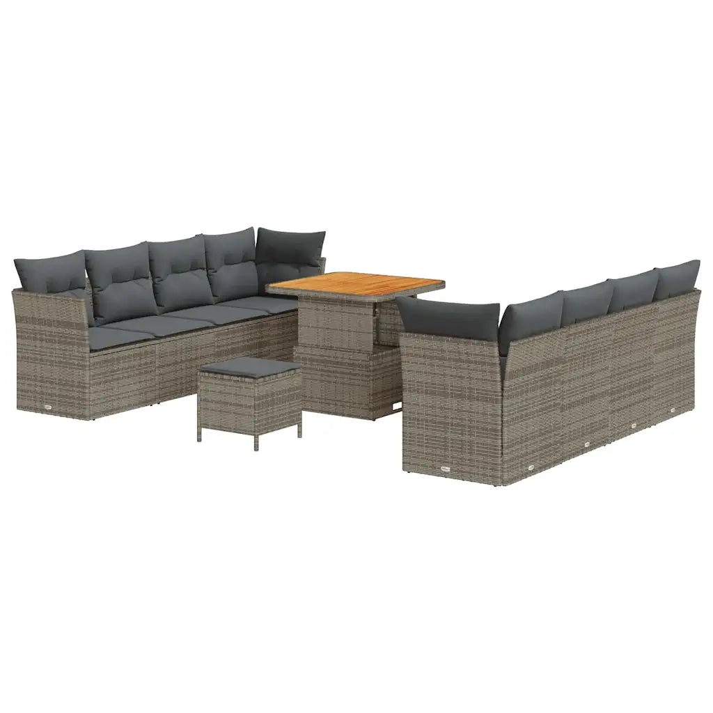 Set Divano da Giardino 11 pcs Grigio polyrattan 3361458