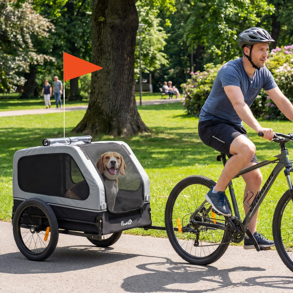 Rimorchio per Bicicletta Pieghevole per Cani ¨C zephmum ¨C Grigio 20kg