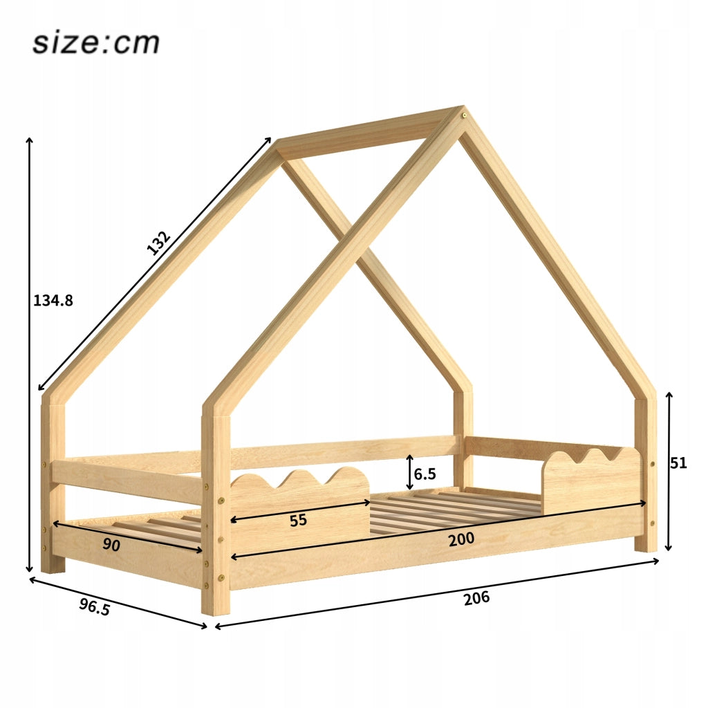 Letto singolo per bambini in legno naturale - Xylo - 90x200 cm