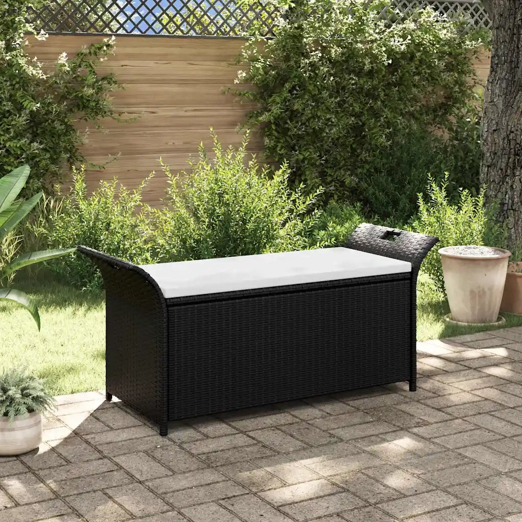 Cassapanca con Cuscino-Baule-Panca con Contenitore138 cm in Polyrattan Marrone