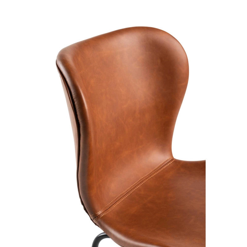 Sedia Tibalda Ecopelle Marrone Struttura Metallo Cm 48x55h46,5/82