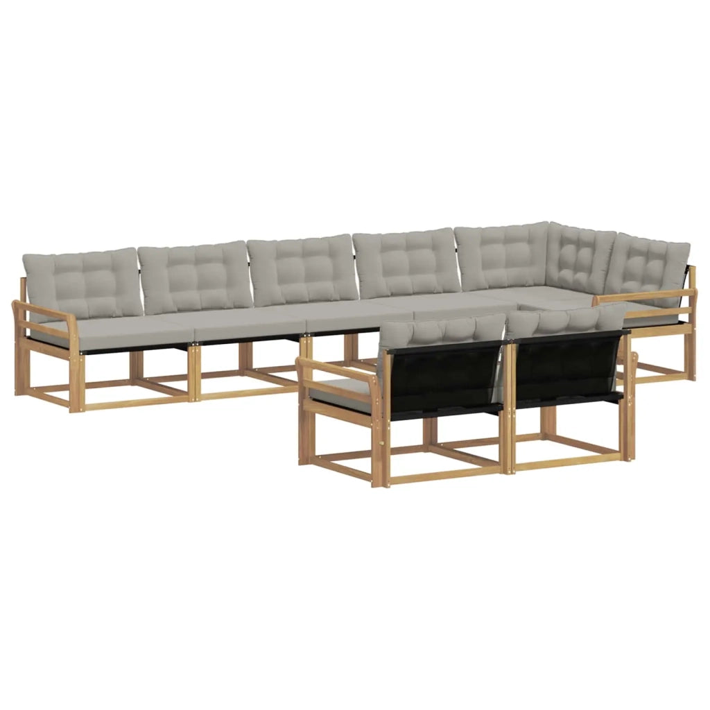 Set di divani da esterno 8 pz Bianco e Grigio Chiaro 3388805