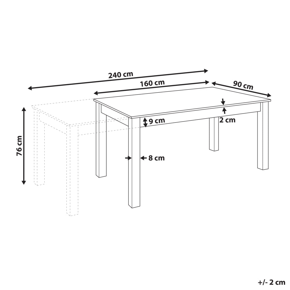 Tavolo da pranzo allungabile Legno chiaro MDF di gomma 160/240 x 90 cm Gambe in legno Piano rettangolare impiallacciato Finitura naturale