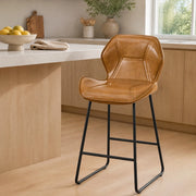SGABELLO BAR Set da 2 pezzi in similpelle con schienale 66x42x51 cm Marrone