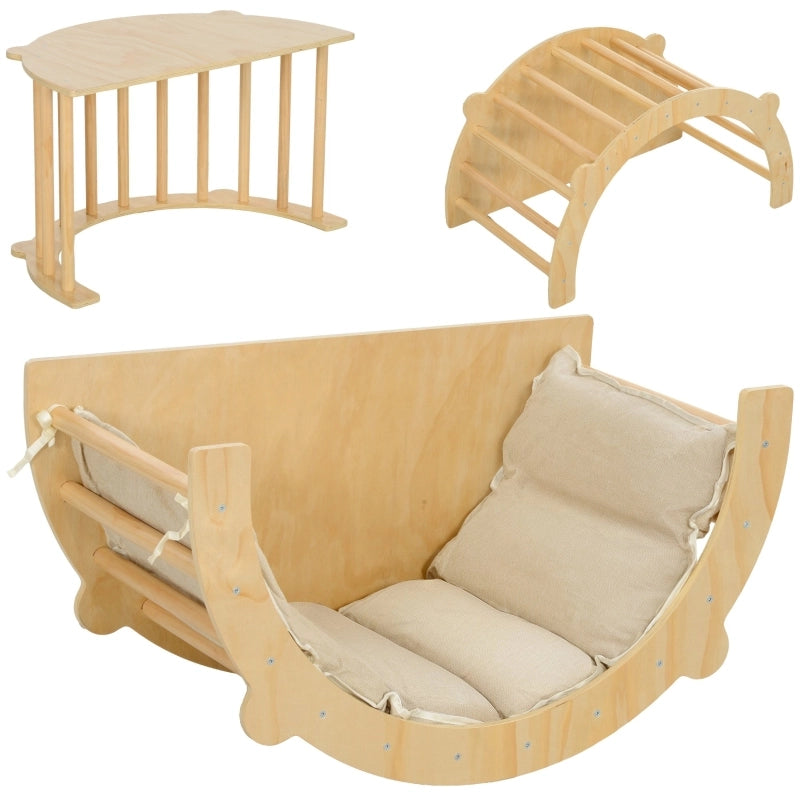 Arco da arrampicata 3 in 1 in legno con cuscino, per bambini 18+ mesi, portata 50 kg