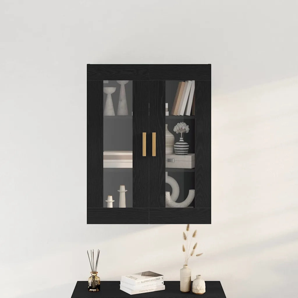Armadietto a Muro | Mobile a Parete Rovere Nero 69,5 x 34 x 90 cm