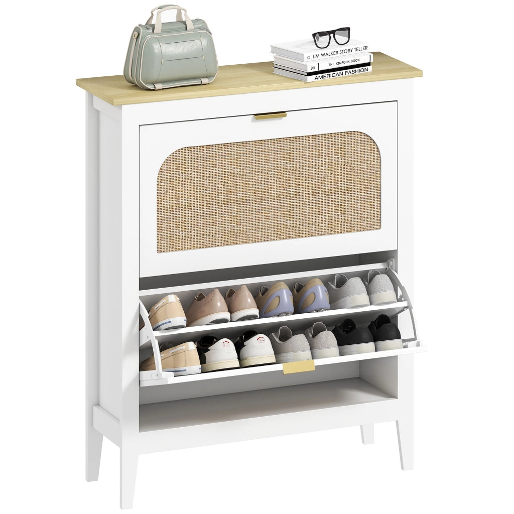 Scarpiera con 2 Cassetti ¨C zephmum ¨C Bianco 80x24x95.5 cm