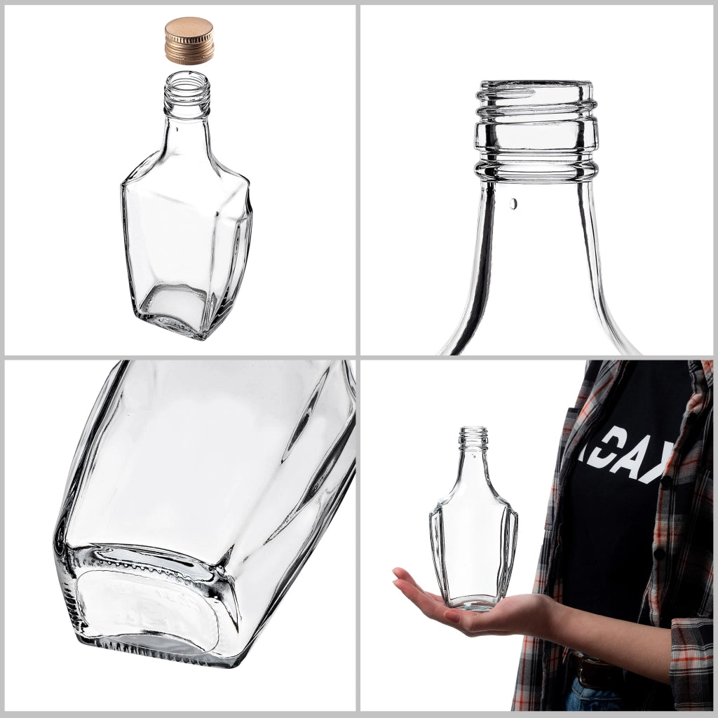 KADAX Bottiglia in Vetro per Tintura 250ml Con Tappo Oro 10pz.