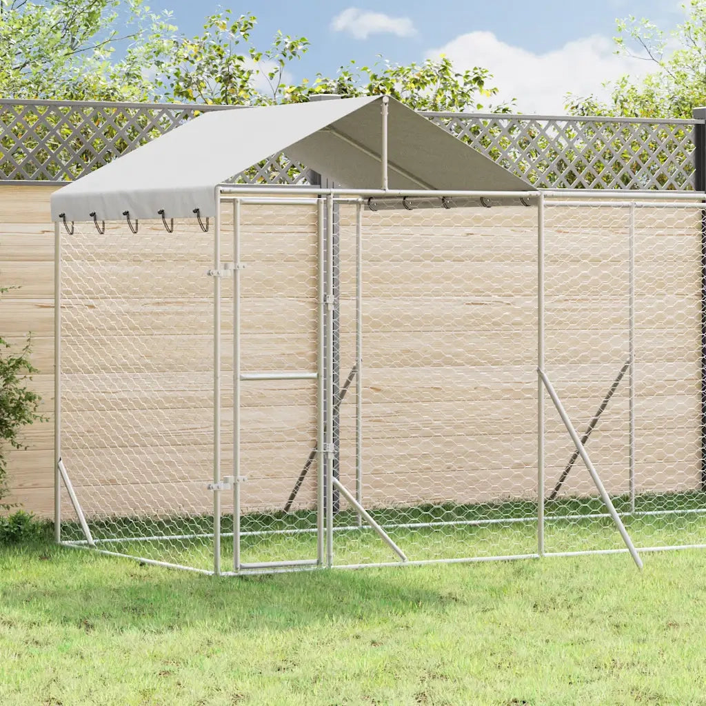 Cuccia Cani da Esterno Tetto Argento 14x2x2,5 m Acciaio Zincatocod mxl 93810