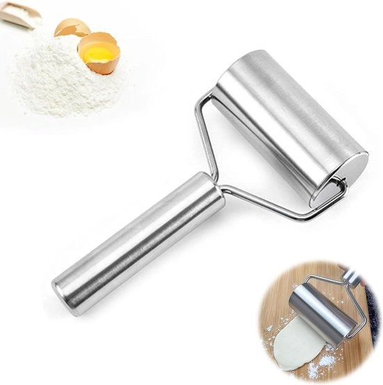 Roller di pasta in acciaio inossidabile, roller di pasta metallico, piccola pinza per pasta, piccolo roller anti-ossidazione per pasta, accessori da forno, roller di pasta artigianale, per fondant, pizza, torta, pasta e pangrattato.