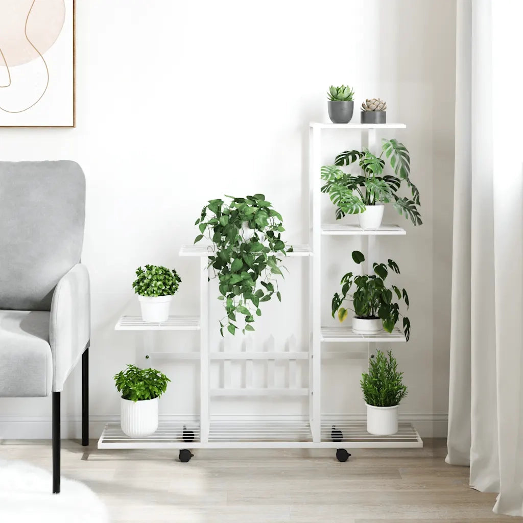 Portapiante con Ruote 94,5x25x92,5 cm Bianco in Metallo 336115