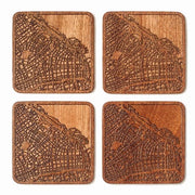 Onderzetters con piantina di Buenos Aires, realizzati in sapele, 4 pezzi, con piantina, diverse città opzione, manufatti a mano