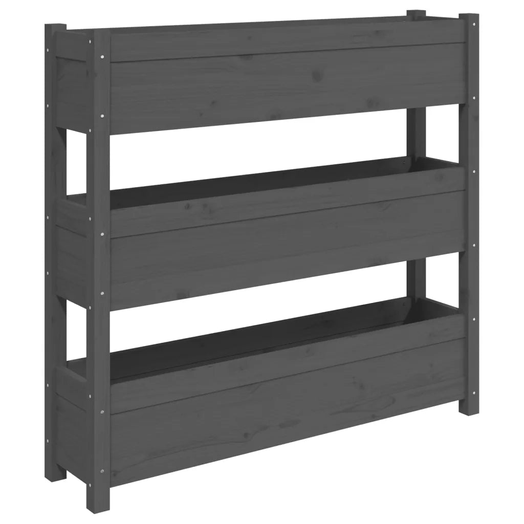 Fioriera | Cassetta per fiori | Vaso Grigia 112x25x104,5 cm in Legno Massello di Pino