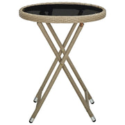 Tavolino Beige 60 cm in Polyrattan e Vetro Temperato 310559