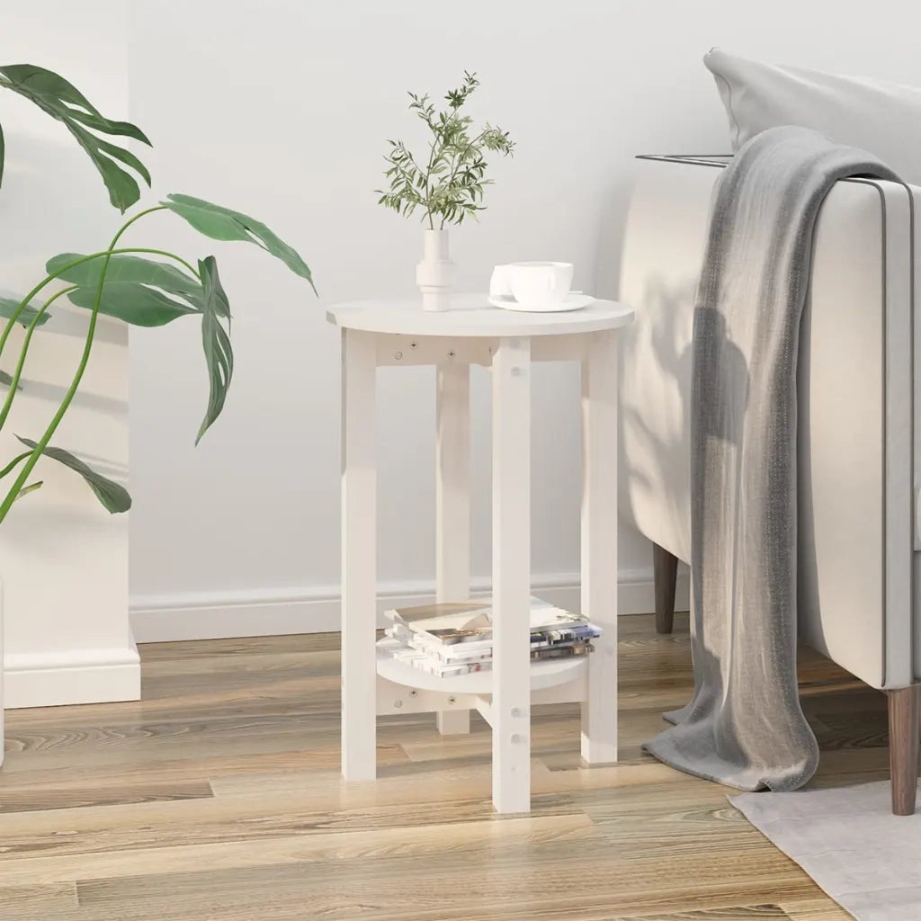 Tavolino da Salotto Bianco Ã˜ 40x60 cm in Legno Massello di Pino cod mxl 20067