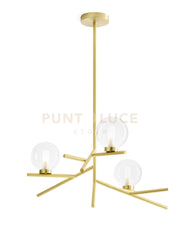CAMELY SOSPENSIONE 3 LUCI ORO SPAZZOLATO ATTACCO G9 D.12CM IN VETRO TRASPARENTE
