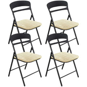 Set di 4 Sedie Pieghevoli Moderne Struttura in Metallo Verniciato a Polvere, Seduta in Legno e Schienale in Polipropilene Eleganti, Resistenti e Confortevoli,Portata 120 kg Naturale