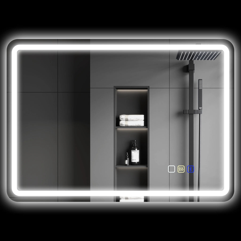 Specchio da Bagno con Illuminazione LED, Antiappannante, 3 Colori Regolabili ¨C Minimal ¨C Argento