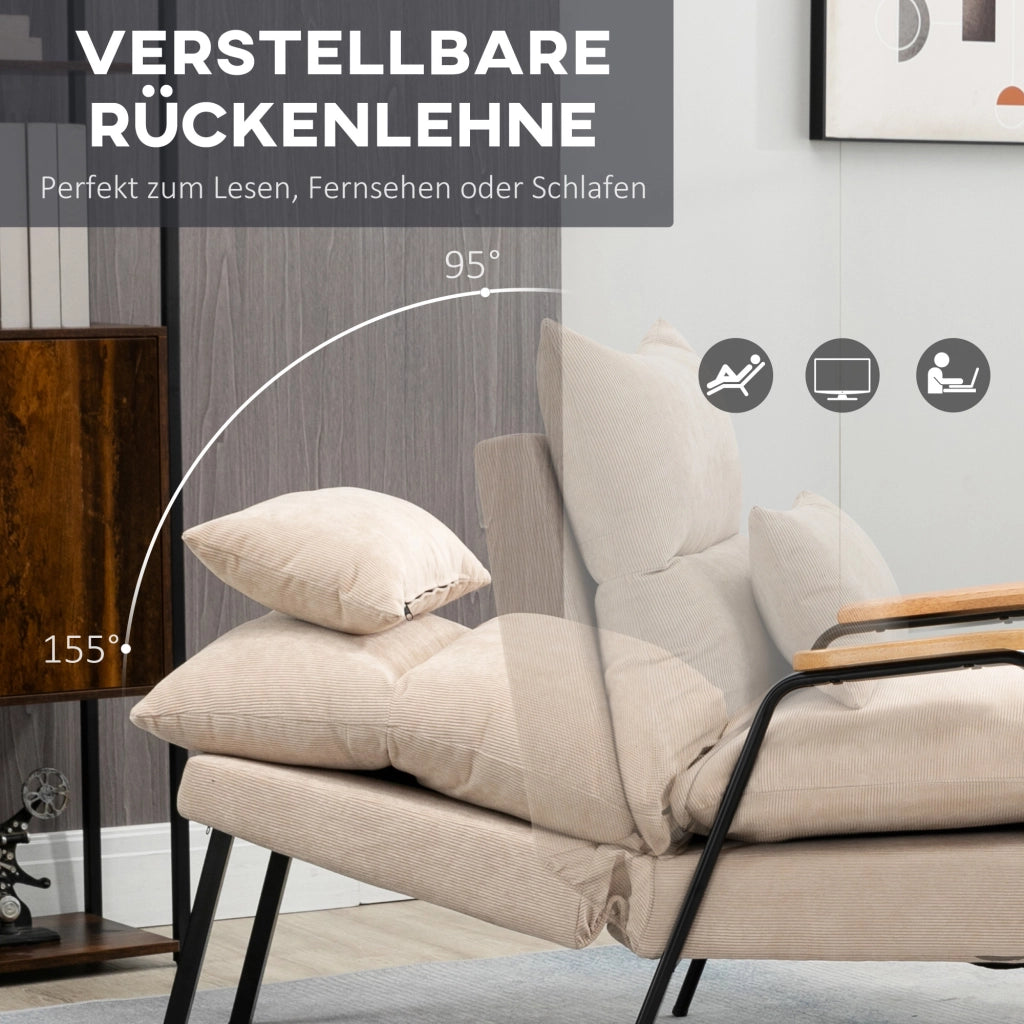 Poltrona Relax con Poggiapiedi ¨C zephmum ¨C 68x91,5x88 cm, Beige