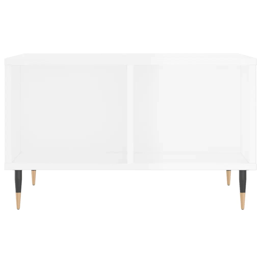 Tavolino Salotto Bianco Lucido 60x50x36,5 cm Legno Multistrato 830534