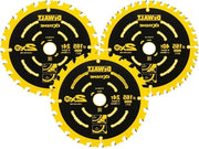 Set di lame per sega circolare 3 pezzi - insieme 24 denti, 40 denti - diametro del disco: 165/20 mm larghezza di taglio: 165 mm angolo di taglio WZ 18° - lame ultradurissime in acciaio duro con Nail Tough