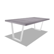Tavolo da pranzo in legno e metallo con piedi trapezoidali bianchi - 220x100 cm