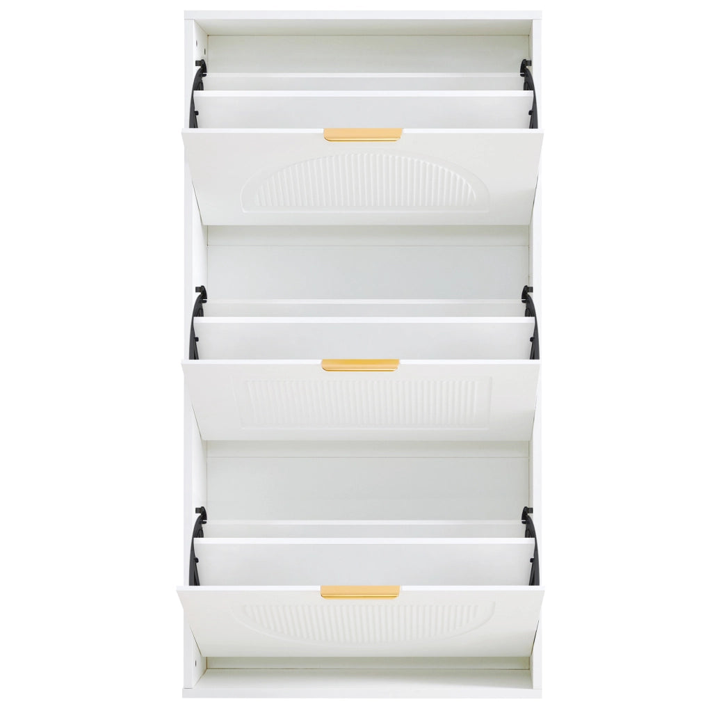Scarpiere stretta con 3 ribalte 60 x 24 x 114 cm; bianco; in MDF e truciolare