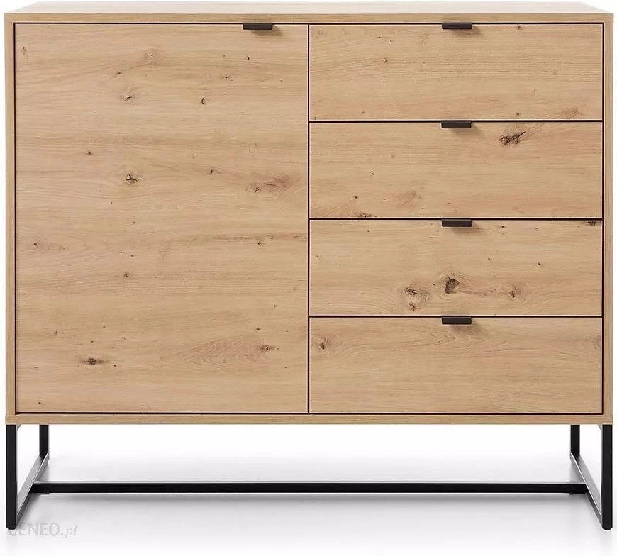 MOBILE CASSETTIERA COMO' C. DA LETTO SOGGIORNO QUERCIA NERO 103x89x39cm AMBER