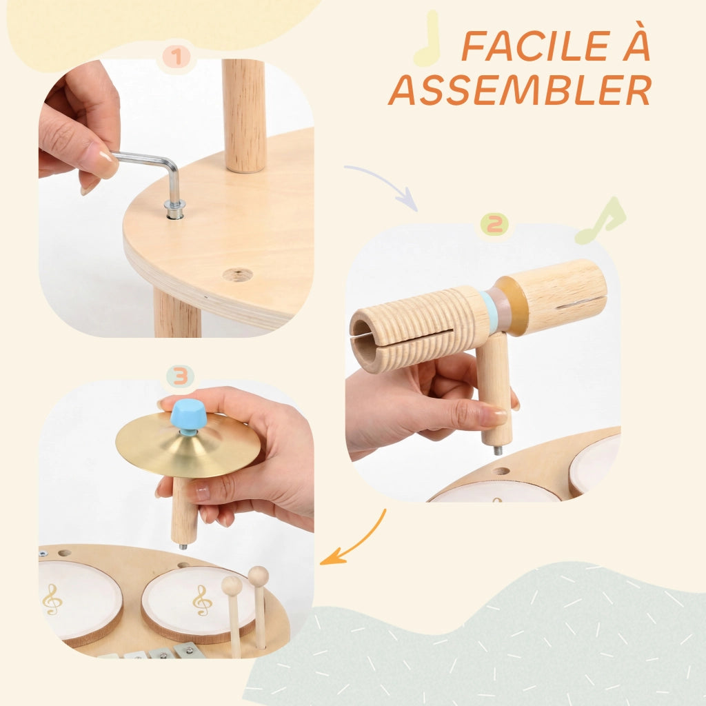 Tamburo con Xilofono per Bambini ¨C Zephmum ¨C Legno Naturale