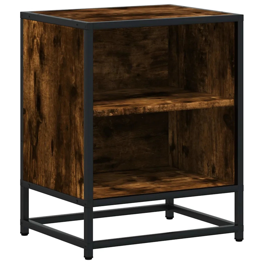Comodino Rovere Fumo 40x31x50 cm Legno Multistrato e Metallo 848703