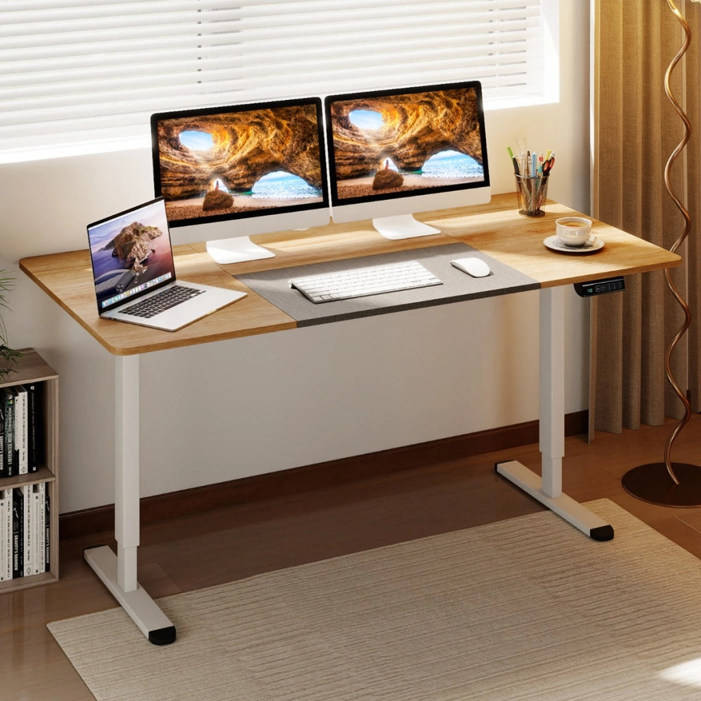Scrivania elettrica regolabile scrivania per computer per ufficio in casa, Scrivania in piedi con memoria delle altezze Naturale-Scrivanie