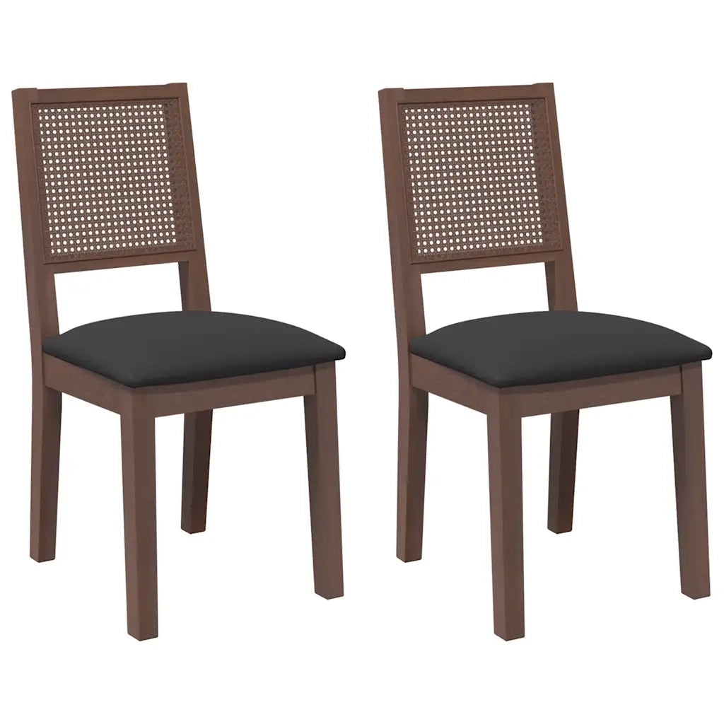 Sedie da Pranzo con Cuscini 2 pz | Sedie da cucina Marrone Legno Massello di Hevea
