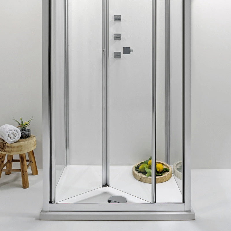 Box Doccia 3 Lati 80x80x80 cm a Libro Cristallo Trasparente 6 mm