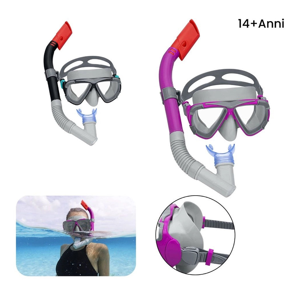Trade Shop - Set Da Snorkeling Maschera Con Boccaglio Per Adulti Ragazzi Dominator 14+ Anni 24029 -