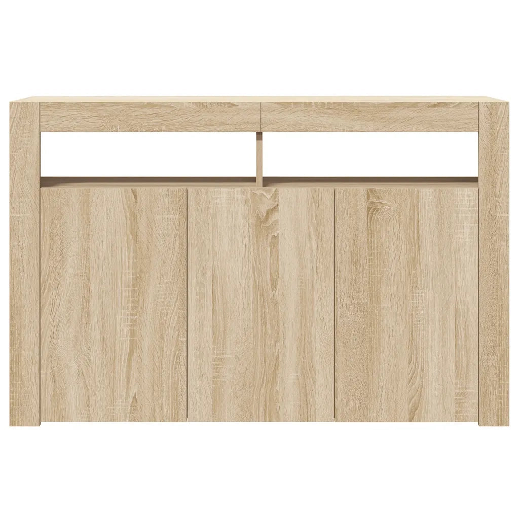 Credenza | Madia | Buffet da pranzo | Armadio da pranzo con Luci LED Rovere Sonoma 115,5x30x75 cm