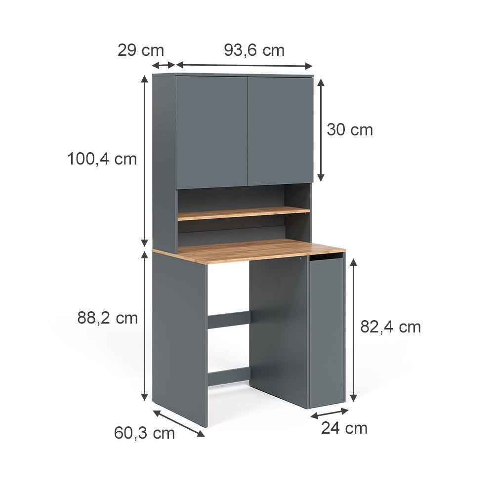Mobile lavatrice Viktor Antracite/Rovere dorato 93.6 x 88.2 cm 2 parti con ripiano Vicco